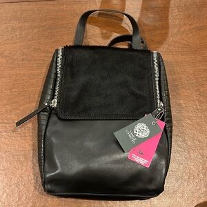NWT! Vince Camuto Black Leather and Cowhide Convertible Backpack/Crossbody
